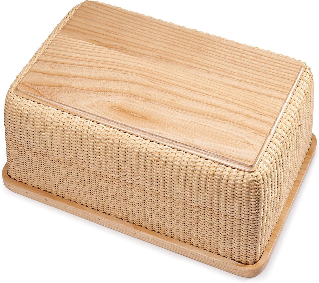 Covered Rattan and Solid Wood Home Living Room Decorations Modern Storage Basket Square Jewelry Box Fruit Basket Dining Table Storage Basket Weave