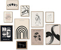Minimalist Boho Wall Art Prints, 10 Pcs Abstract Neutral Black Beige Women Body Line Flower Canvas Art, Eclectic Home Decor for Room