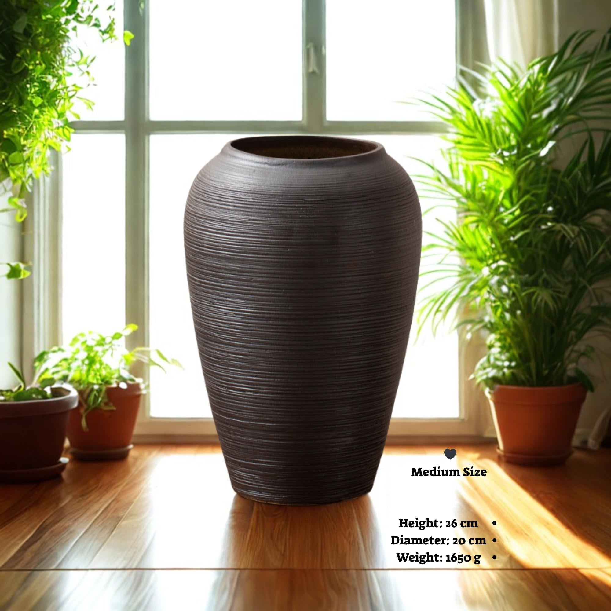 Modern Black Ceramic Vase – Nordic Minimalist Tall Floor & Table Decor