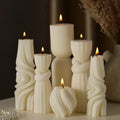 6 Pcs Pillar Candles Decorative Modern Aesthetic Ribbed Candle Set Cute Soy Wax Scented Ribbed Decor Commemorative Gift for Home Decoration(White, 2.36-6.89 Inch)